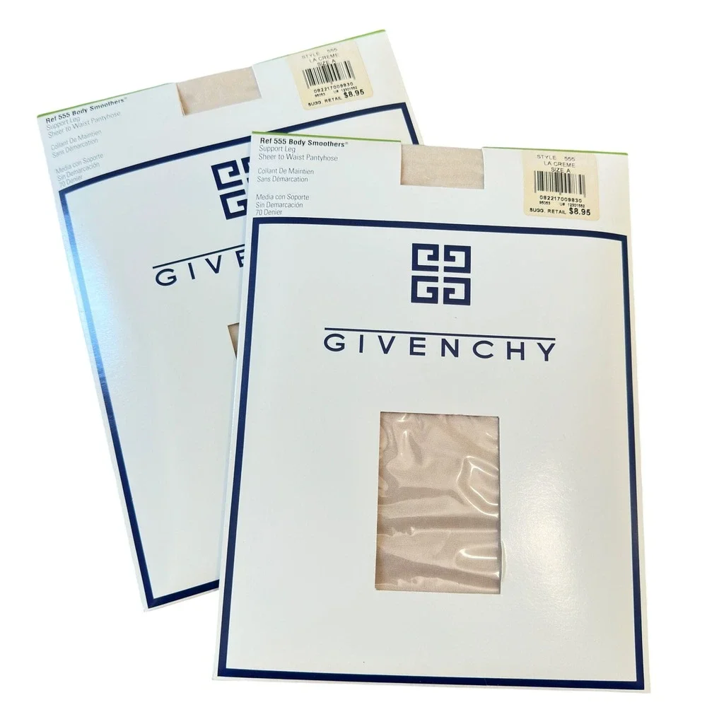 Vintage 90s Givenchy Pantyhose La Creme Sheer Support Size A 2 Pack NOS Coquette